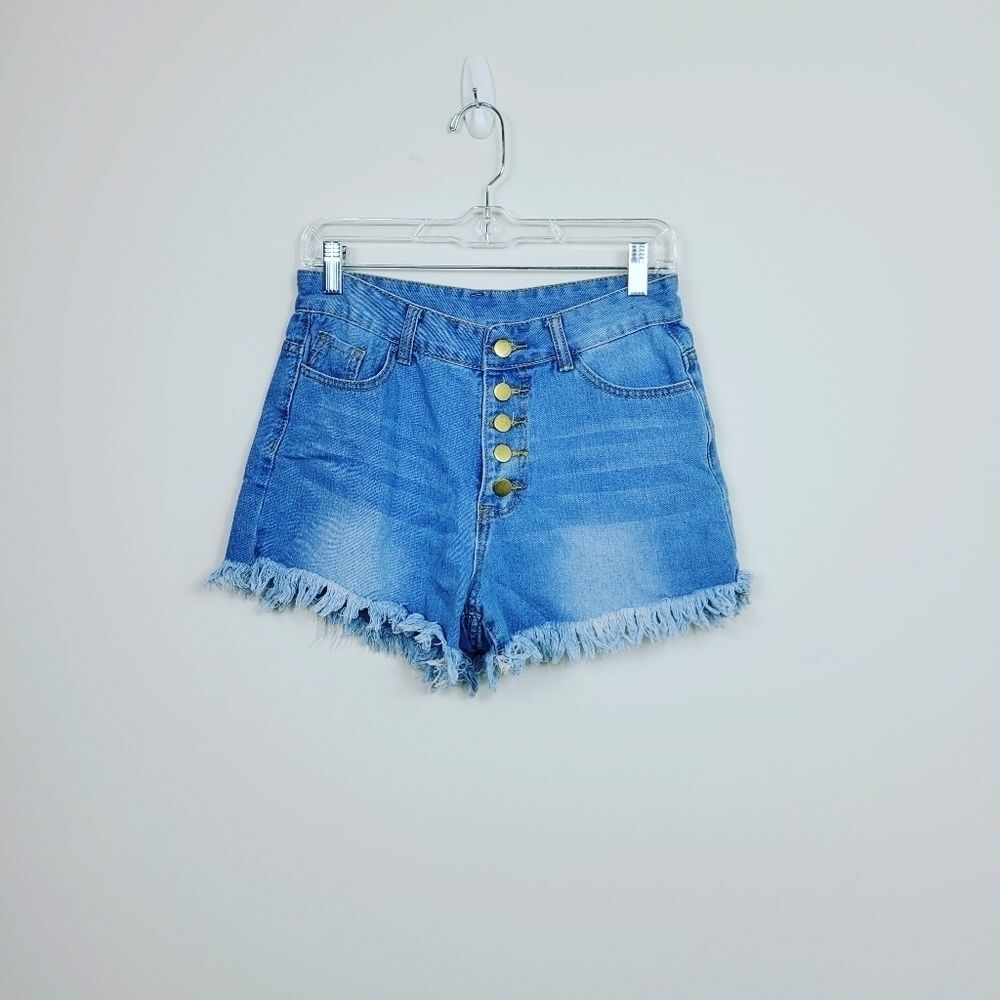 Shein High-Waisted Denim Shorts – Medium Blue Wash. Sm